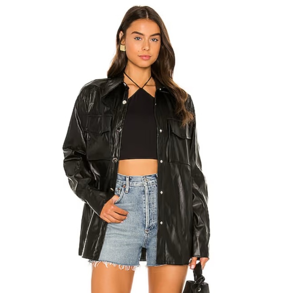 SNDYS Faux Leather Shacket NWT